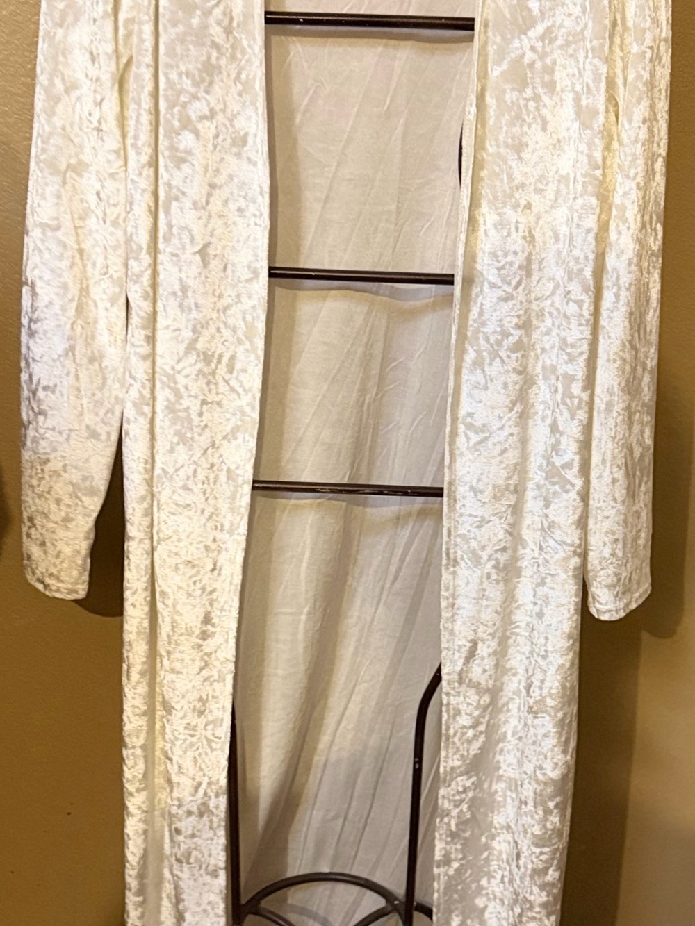 Jess Lea Cream Velvet Long Duster Cardigan Sz M
